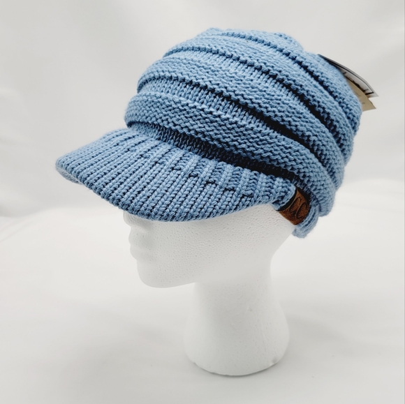 C.C Accessories - Nwt blue C.C knitted beanie with open pony tail